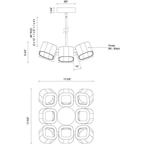 Arena LED 17.63 inch Black Chandelier Ceiling Light