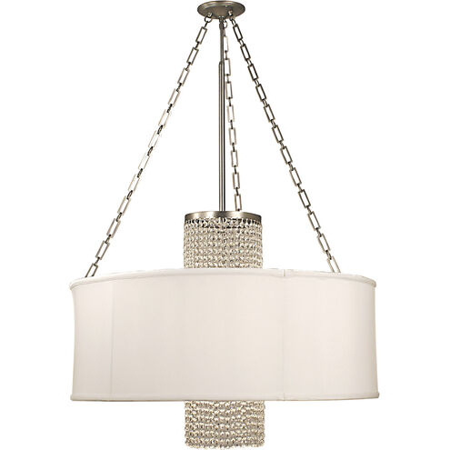 Angelique 4 Light 32 inch Polished Silver with White Sheer Shade Dining Chandelier Ceiling Light in Without Crystal, Sheer White