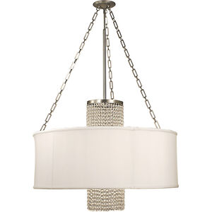 Angelique 4 Light 32 inch Polished Silver with White Sheer Shade Dining Chandelier Ceiling Light in Without Crystal, Sheer White