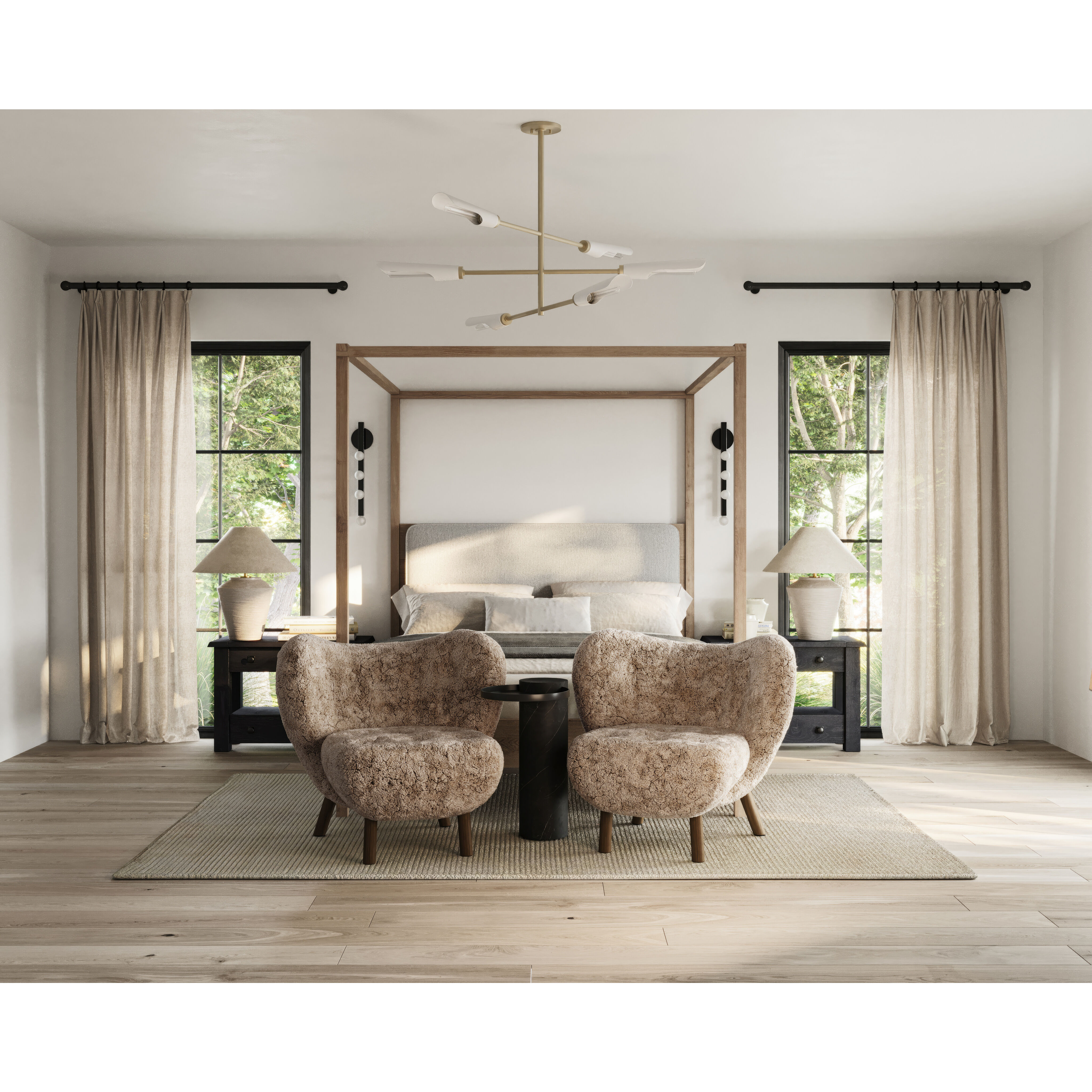 Harperrose 6 Light 48 inch Aged Brass and Soft White Chandelier Ceiling Light