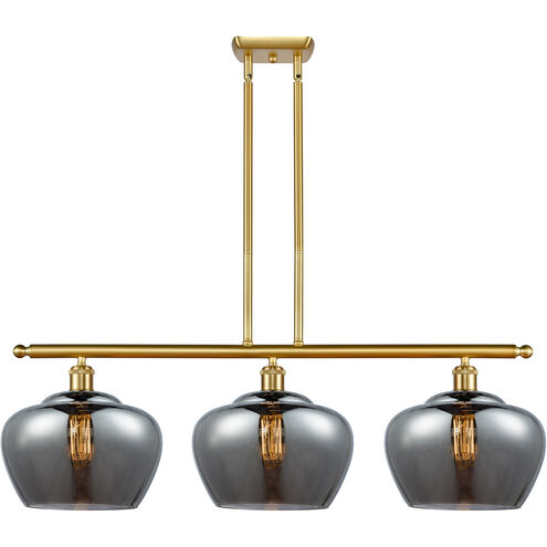 Ballston Large Fenton LED 38 inch Satin Gold Island Light Ceiling Light in Plated Smoke Glass, Ballston