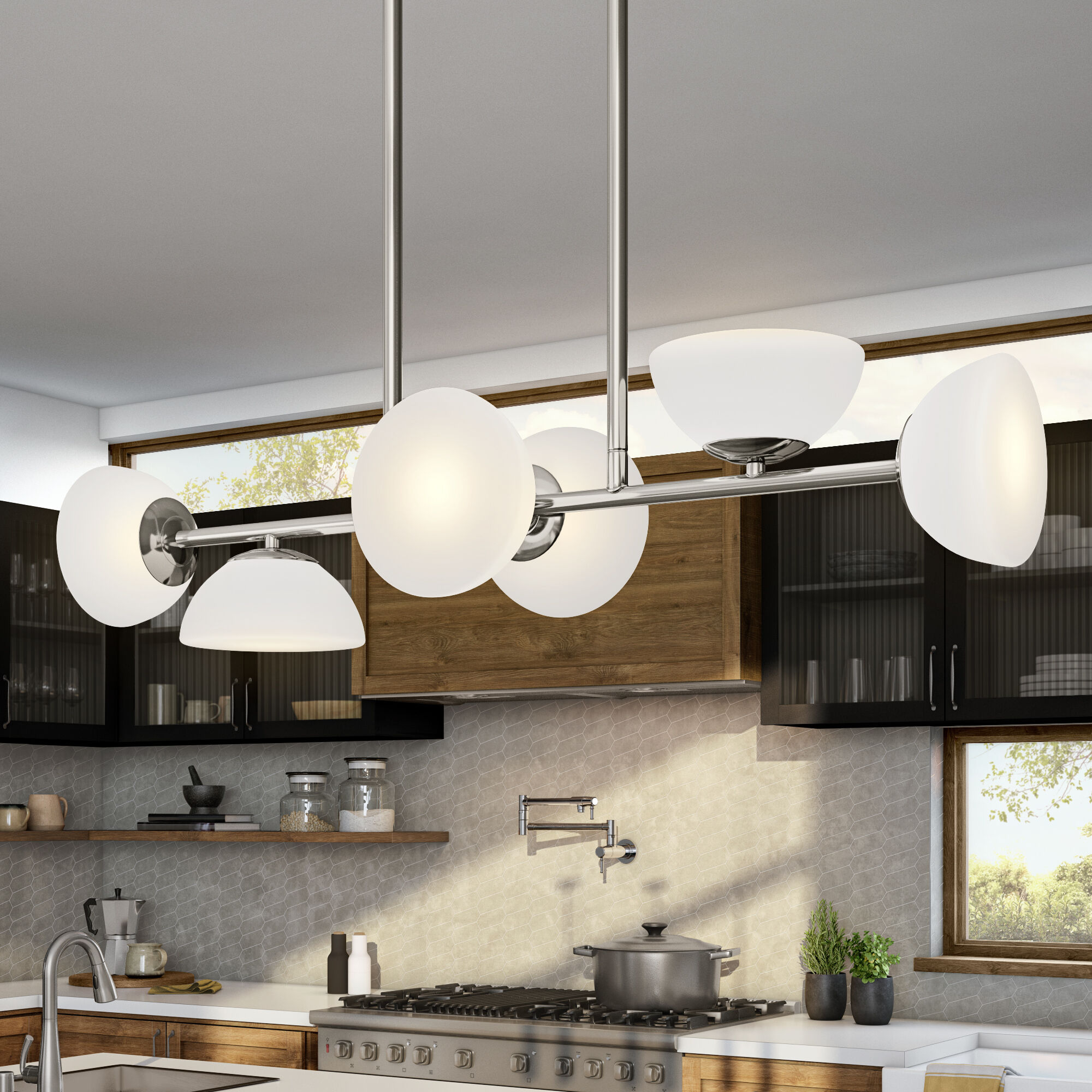 Zio 6 Light 36 inch Polished Nickel Island Light Ceiling Light