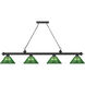 Cordon 4 Light 81.25 inch Matte Black Billiard Ceiling Light in Green Acrylic