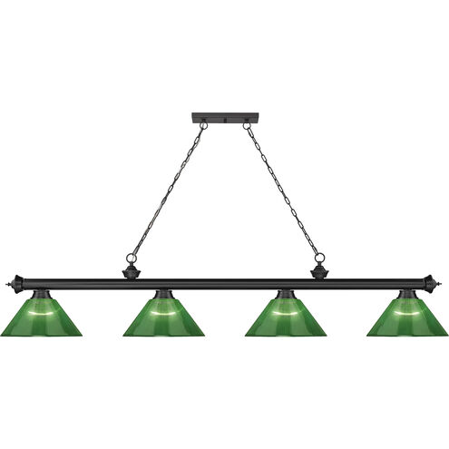 Cordon 4 Light 81.25 inch Matte Black Billiard Ceiling Light in Green Acrylic