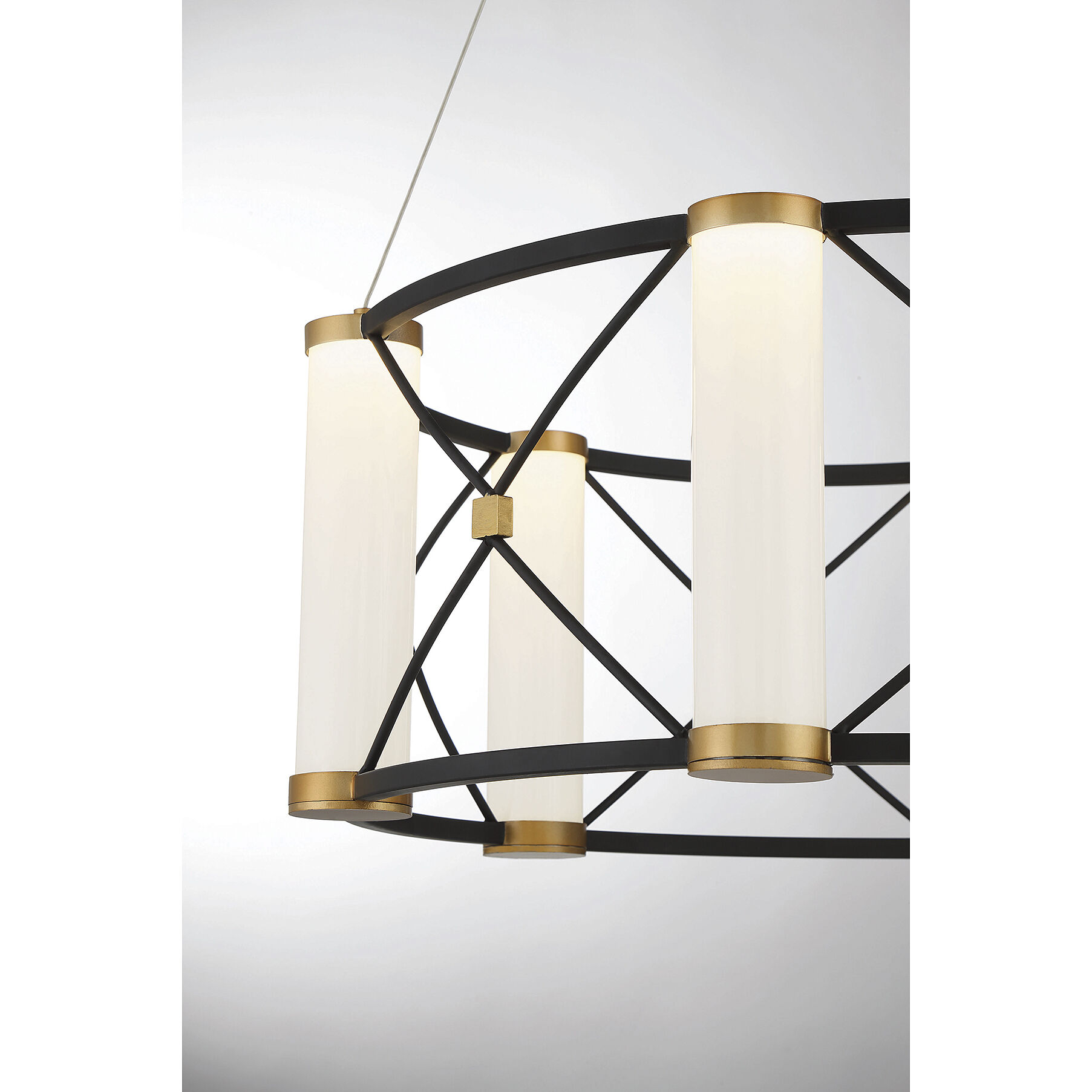 Aries LED 26 inch Matte Black with Burnished Brass Accents Pendant Ceiling Light