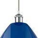 Ballston Plymouth Dome LED 12 inch White and Polished Chrome Mini Pendant Ceiling Light in Matte Blue