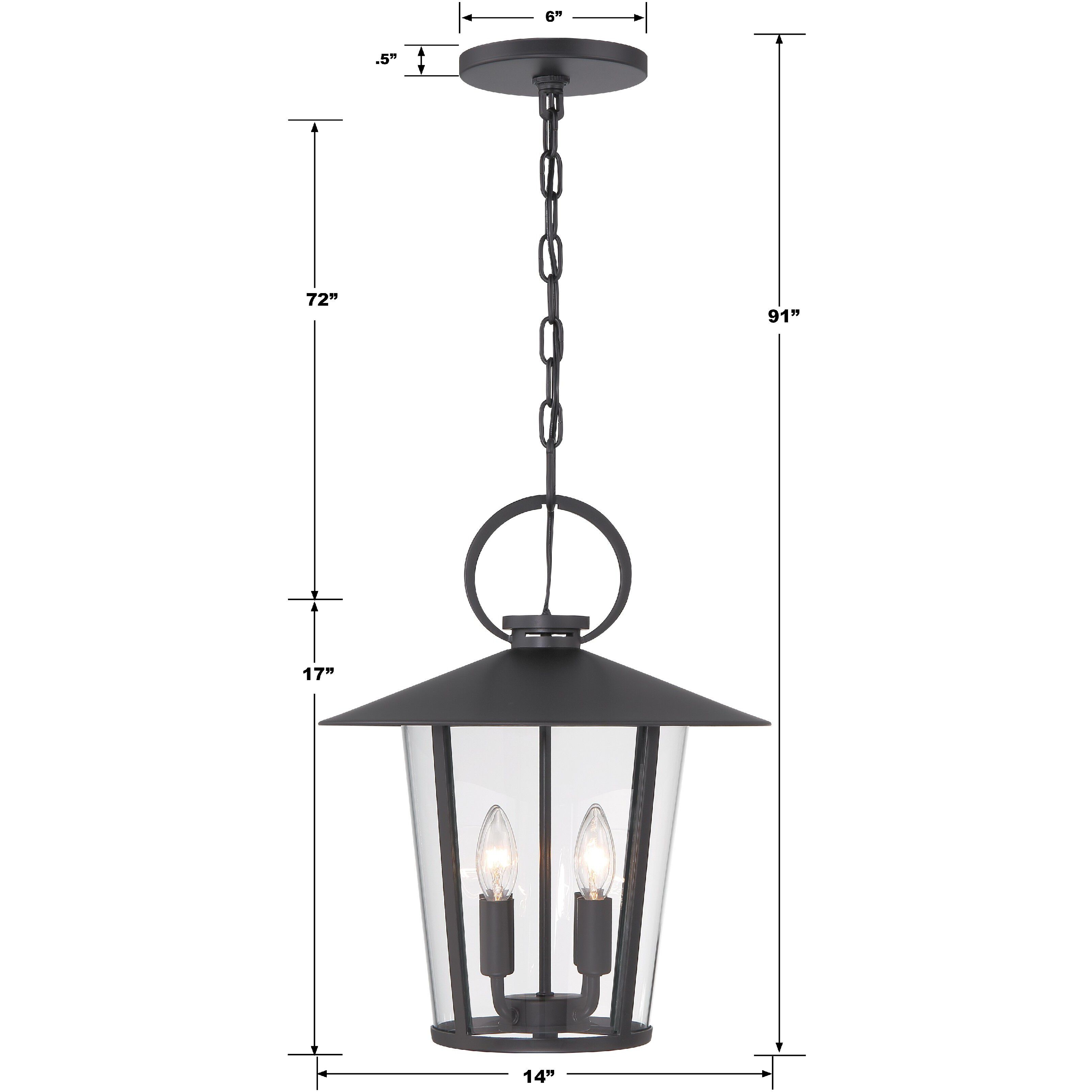 Andover 4 Light 14 inch Matte Black Outdoor Pendant in Clear