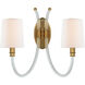 Julie Neill Clarice 2 Light 17.5 inch Crystal with Antique Brass Double Sconce Wall Light