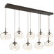 Nova LED LED Flat Bronze Linear Pendant Ceiling Light in 2700K LED, Geo Inner - Amber Outer, Multi-Port