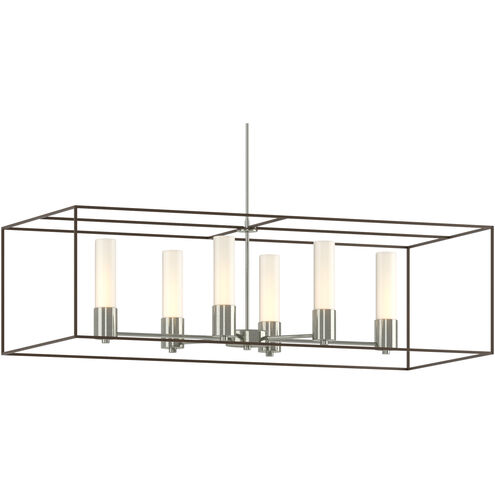 Portico 6 Light 42 inch Sterling and Bronze Pendant Ceiling Light in Sterling/Bronze, Opal