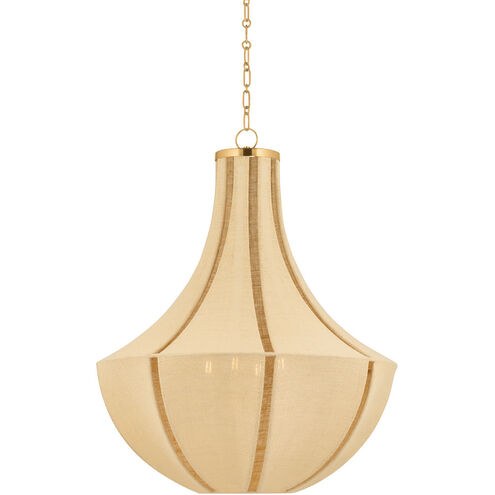 Cascade Lake 4 Light 30 inch Aged Brass Pendant Ceiling Light