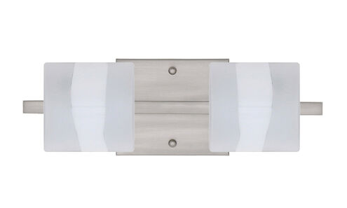 Paolo 2 Light 15 inch Satin Nickel Vanity Lighting Wall Light in Halogen, Opal Frost Glass