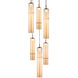 Bambu 6 Light 13.38 inch Aged Gold Brass and Amber Glass Pendant Ceiling Light