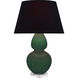 Double Gourd 30 inch 150.00 watt Jungle Glazed Ceramic with Lucite Base Table Lamp Portable Light in Ink Black with Rose Red