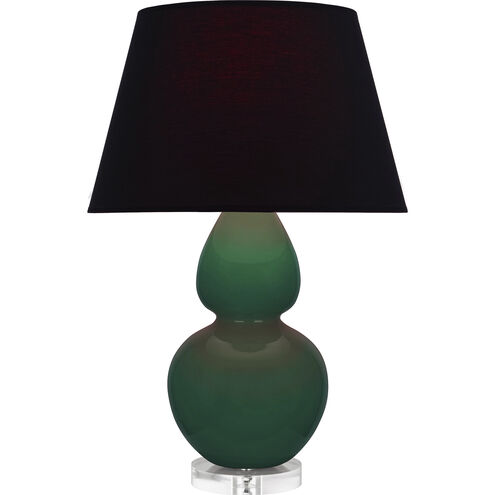 Double Gourd 30 inch 150.00 watt Jungle Glazed Ceramic with Lucite Base Table Lamp Portable Light in Ink Black with Rose Red