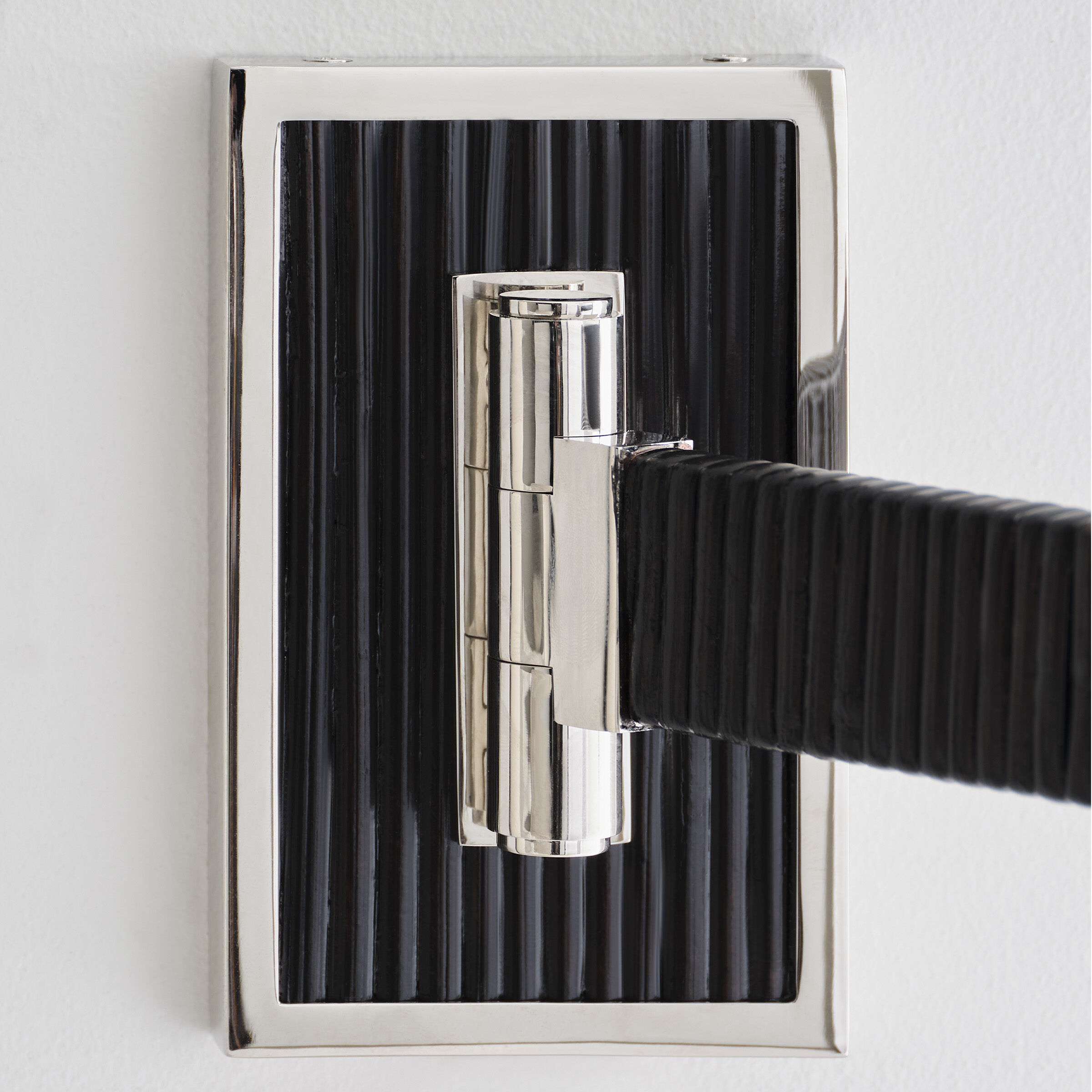 Suzanne Kasler Elle 22.25 inch 15.00 watt Polished Nickel and Black Rattan Swing Arm Sconce Wall Light