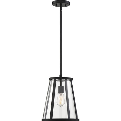 Bruge 1 Light 11 inch Matte Black and Clear Pendant Ceiling Light