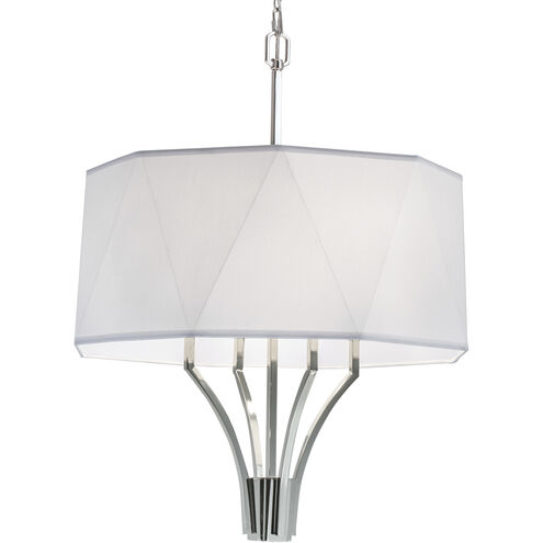 Diamond 4 Light 21 inch Polished Nickel with White Chandelier Ceiling Light in White Shade