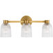 AERIN Asalea LED 21 inch Hand-Rubbed Antique Brass Triple Vanity Light Wall Light