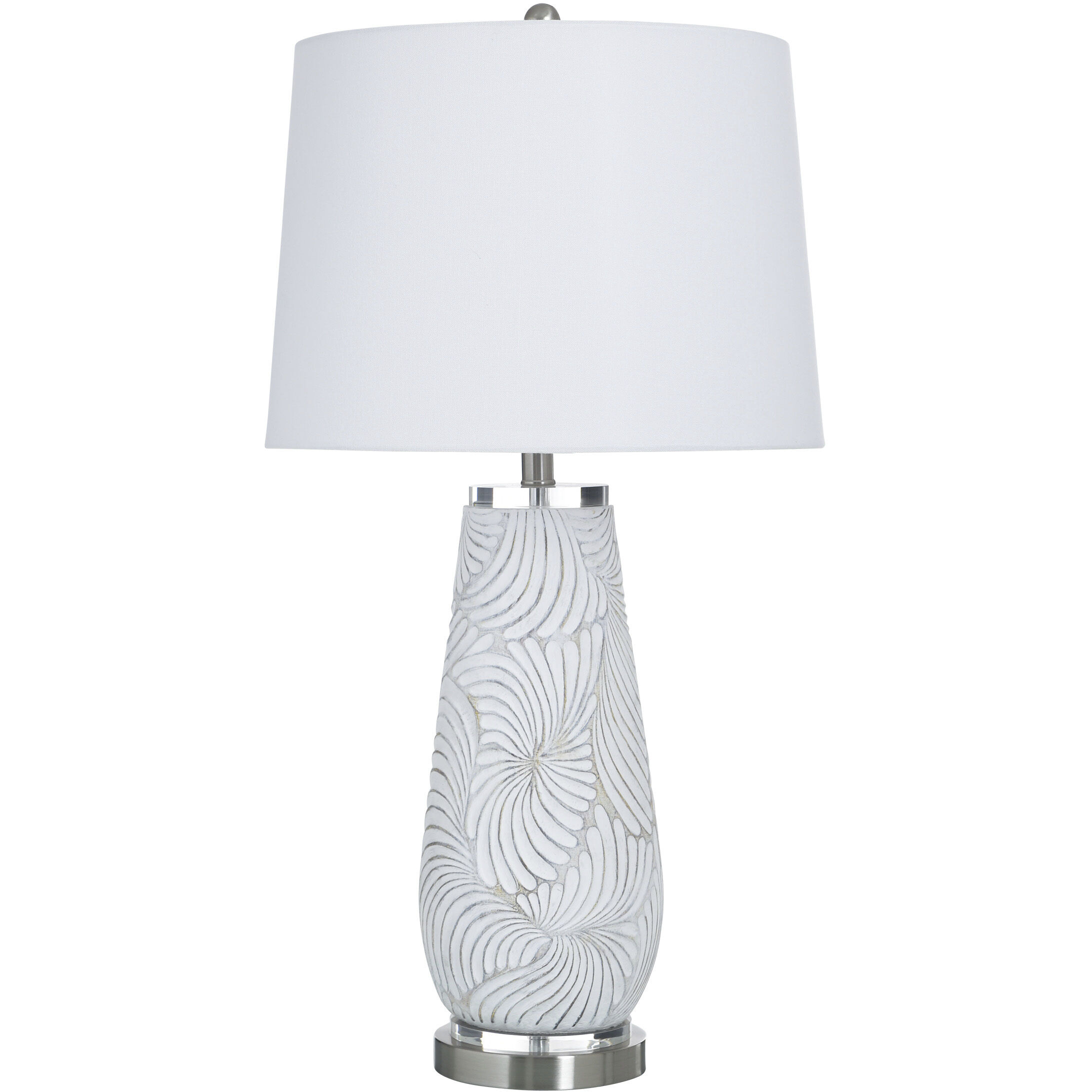 Poly 32.5 inch 100 watt Glina Silver and White Table Lamp Portable Light