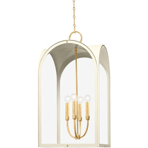 Lincroft 4 Light 17.25 inch Vintage Gold Leaf and Soft Sand Hanging Lantern Ceiling Light