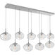 Nova LED LED Classic Silver Linear Pendant Ceiling Light in 2700K LED, Geo Inner - Clear Outer, Multi-Pendant