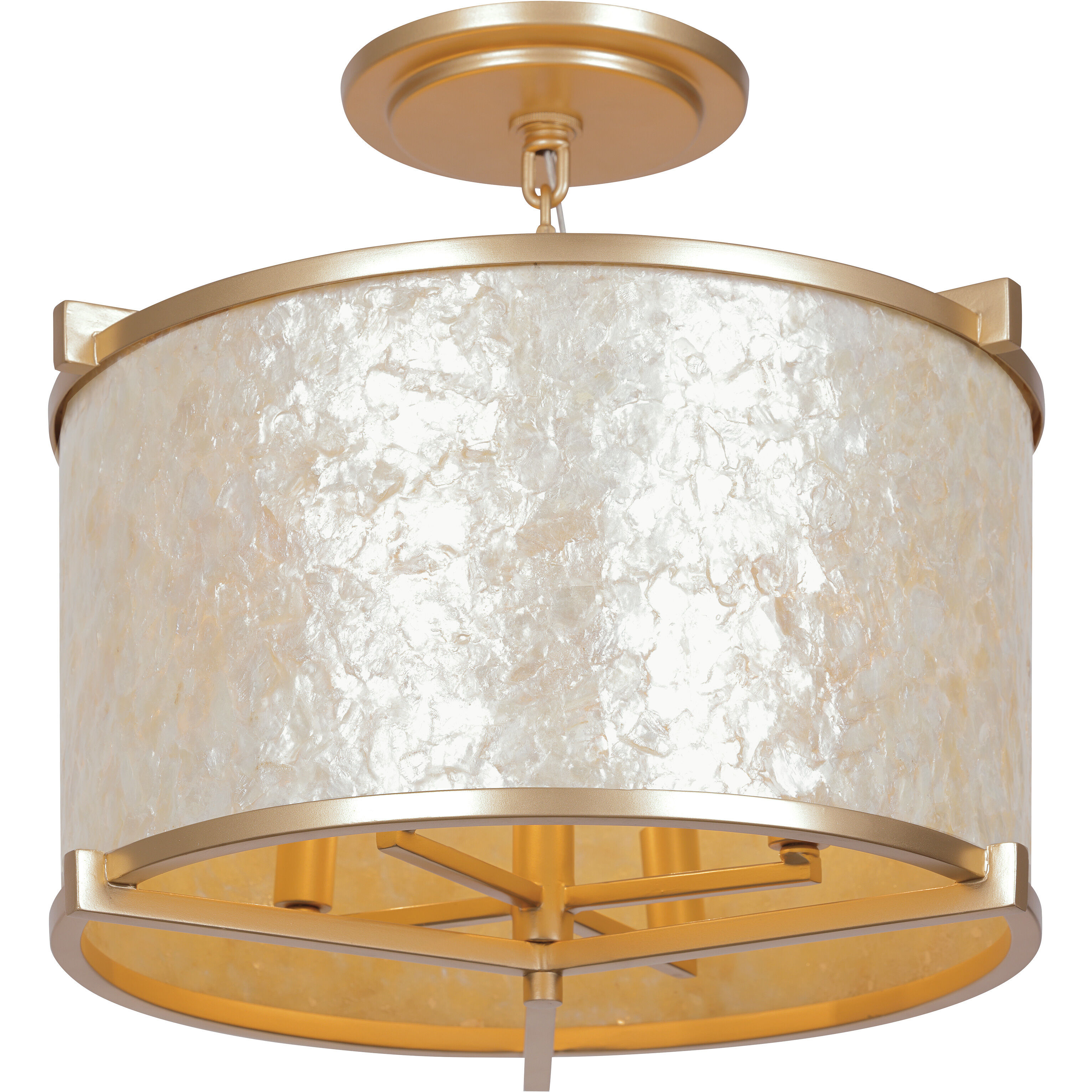 Sommers Bend 4 Light 17 inch Capiz Shell Gold Semi Flush Ceiling Light