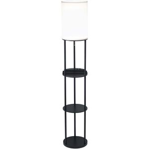 Signature 67 inch 150.00 watt Black Shelf Floor Lamp Portable Light, with USB Port and AC Outlet