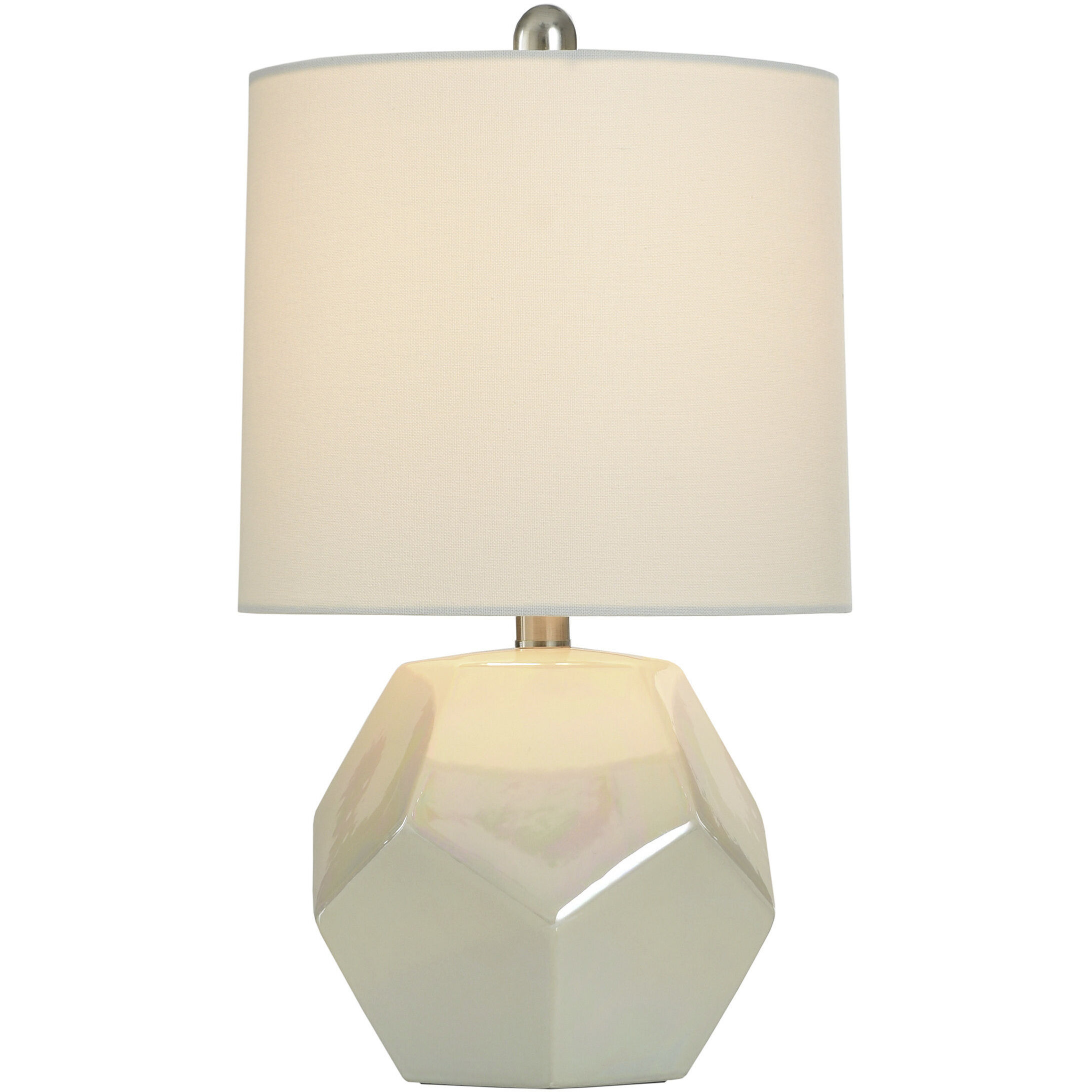 Prism Pearl 19 inch 60.00 watt Gloss White with Iridescent Pearl Glaze and Brussels White Table Lamp Portable Light