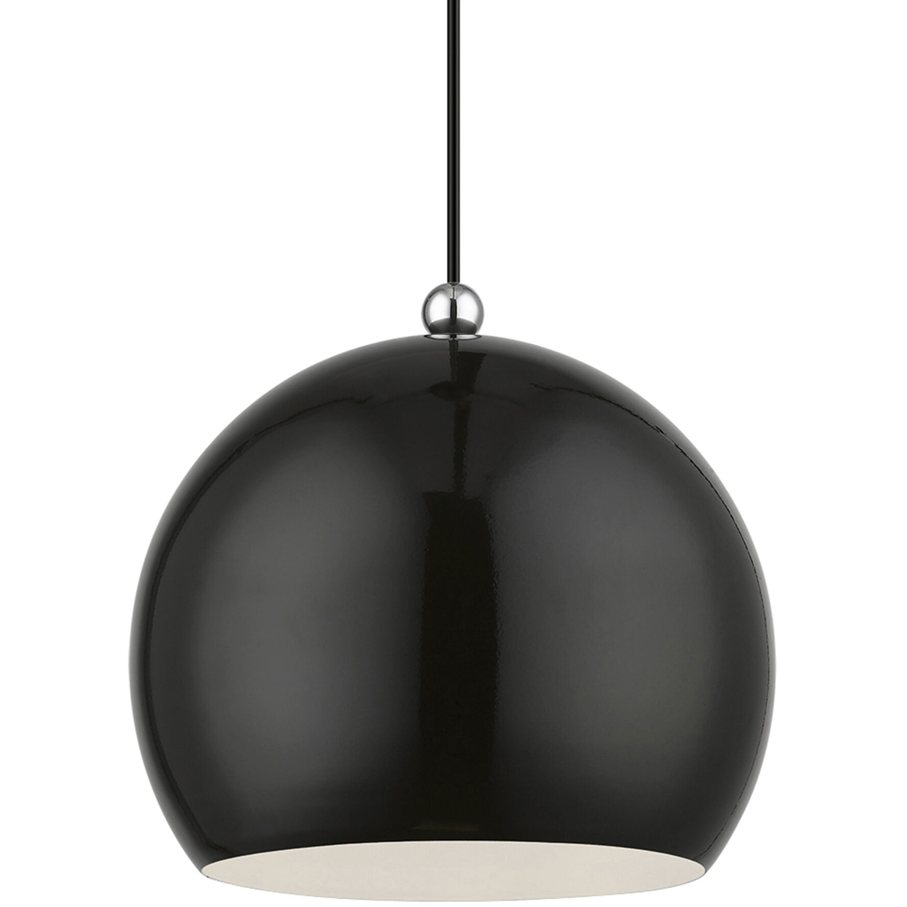 Stockton 1 Light 11.75 inch Shiny Black with Polished Chrome Accents Pendant Ceiling Light, Globe