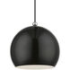 Stockton 1 Light 12 inch Shiny Black with Polished Chrome Accents Pendant Ceiling Light, Globe