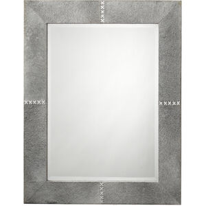 Cross Stitch 36 X 28 inch Grey Hide w/ White Stitching Wall Mirror