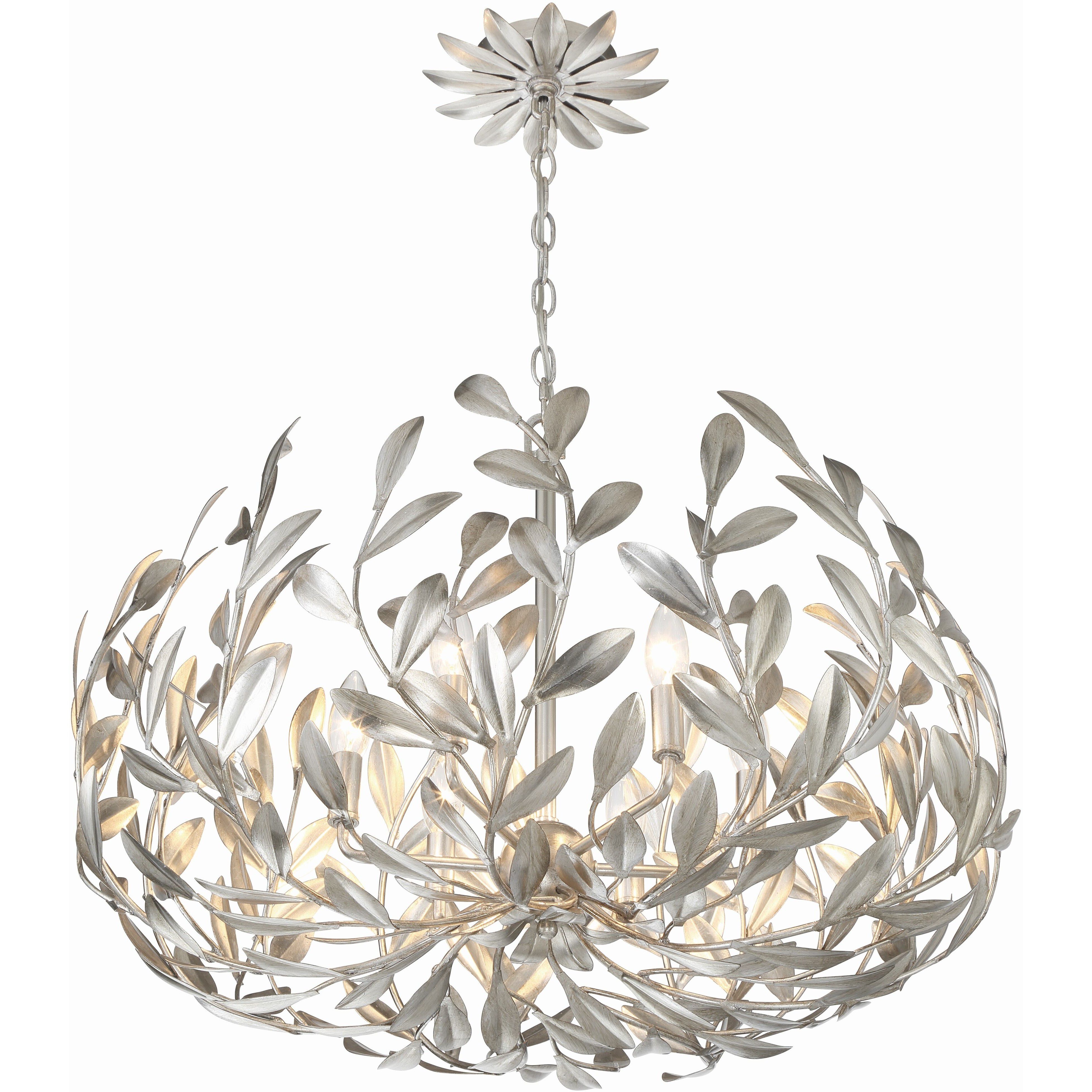 Broche 6 Light 27 inch Antique Silver Chandelier Ceiling Light