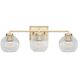 Elliott 3 Light 24.5 inch Brushed Champagne Bronze Vanity Light Wall Light in Ribbed Clear