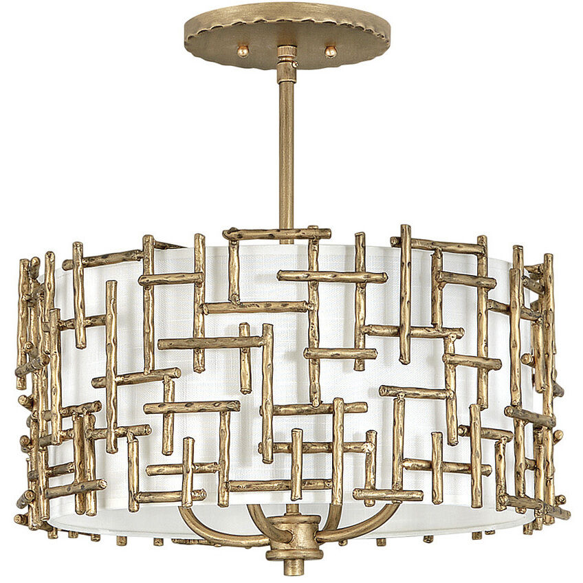 Farrah LED 16 inch Burnished Gold Chandelier Ceiling Light, Semi-Flush Mount