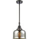 Franklin Restoration Large Bell 1 Light 8 inch Matte Black Mini Pendant Ceiling Light in Silver Plated Mercury Glass