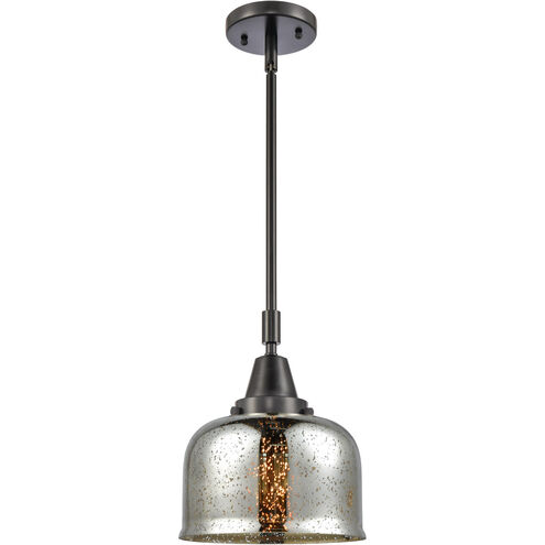 Franklin Restoration Large Bell 1 Light 8 inch Matte Black Mini Pendant Ceiling Light in Silver Plated Mercury Glass