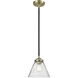 Nouveau Large Cone LED 8 inch Brushed Satin Nickel Mini Pendant Ceiling Light in Seedy Glass, Nouveau