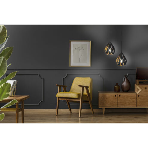 Carlton 1 Light 12.2 inch Matte Black and Gold Leaf Pendant Ceiling Light