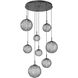 Gaia LED 30 inch Matte Black Multi-Pendant Ceiling Light in 3000K LED, Smoke