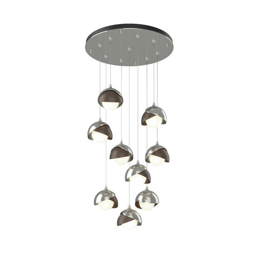 Brooklyn 9 Light 20.5 inch Sterling and Bronze Pendant Ceiling Light in Sterling/Bronze, Round