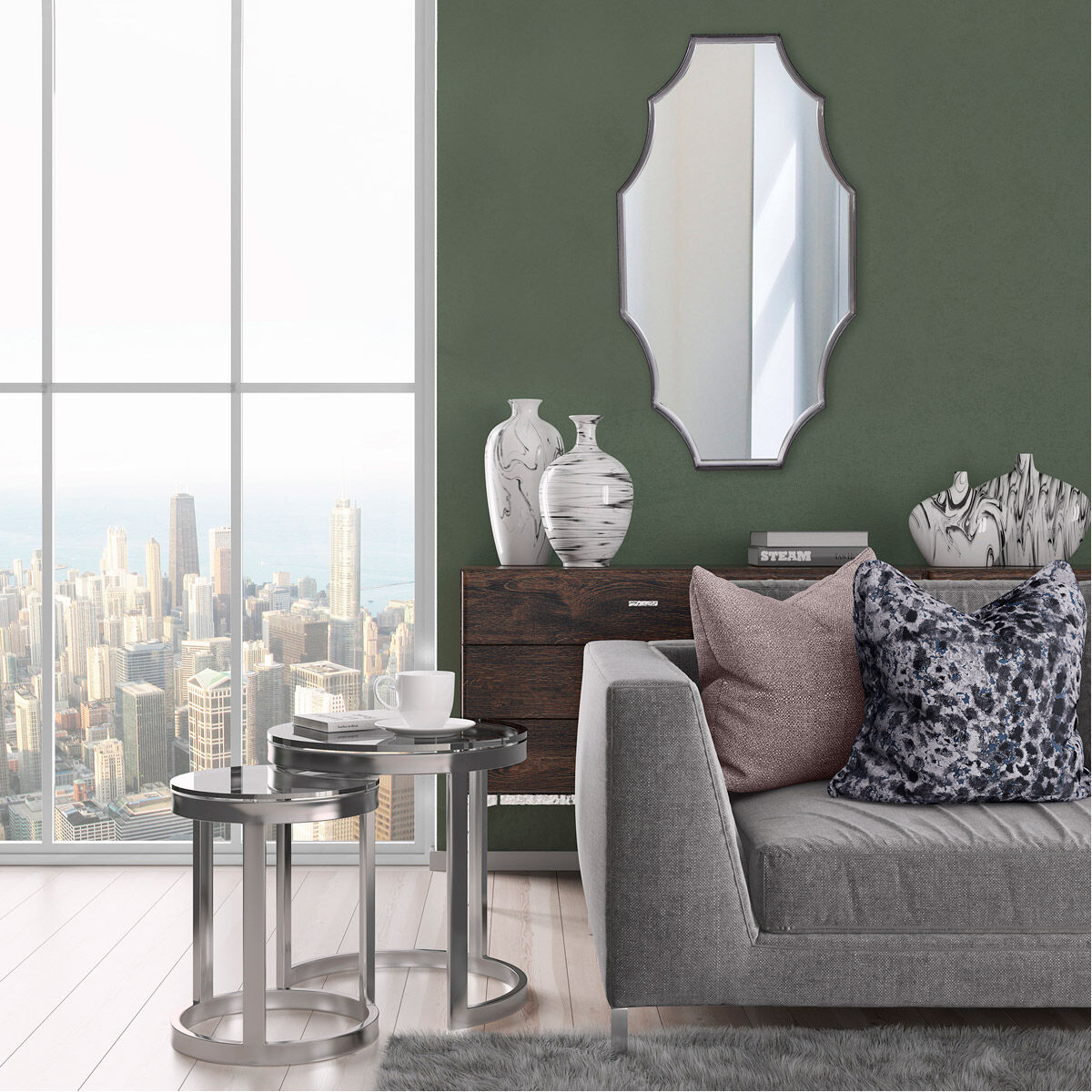 Edgebrook 43 X 24 inch Graphite Wall Mirror