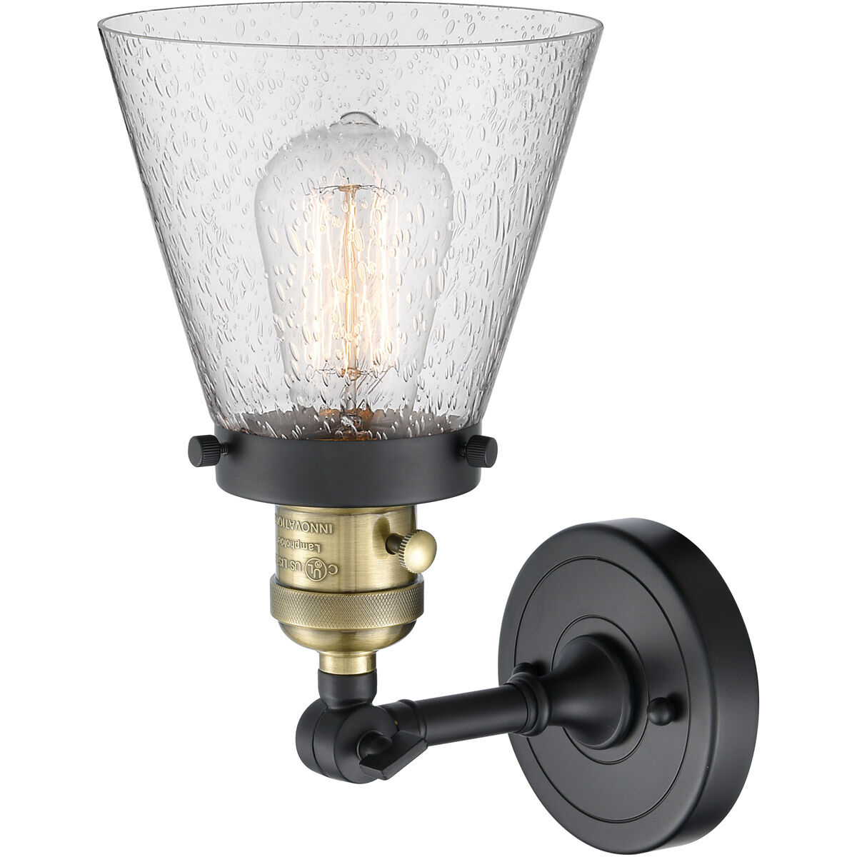 Franklin Restoration Small Cone LED 6 inch Black Antique Brass Sconce Wall Light, Franklin Restoration