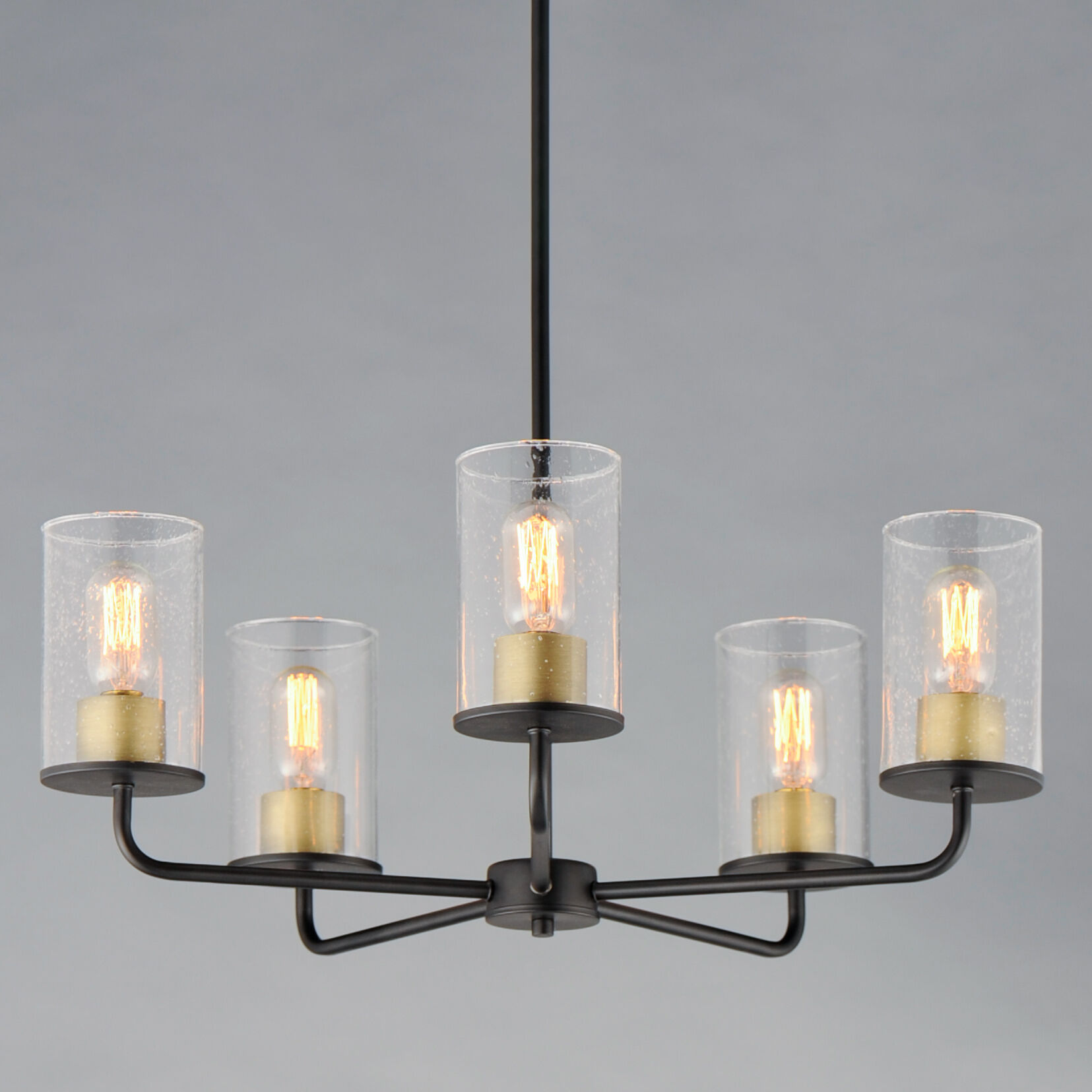 Sleek 5 Light 24.5 inch Antique Brass/Black Chandelier Ceiling Light in Antique Brass and Black