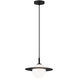 Saturn 1 Light 12 inch Black and Opal Pendant Ceiling Light in Black and Opal Glass