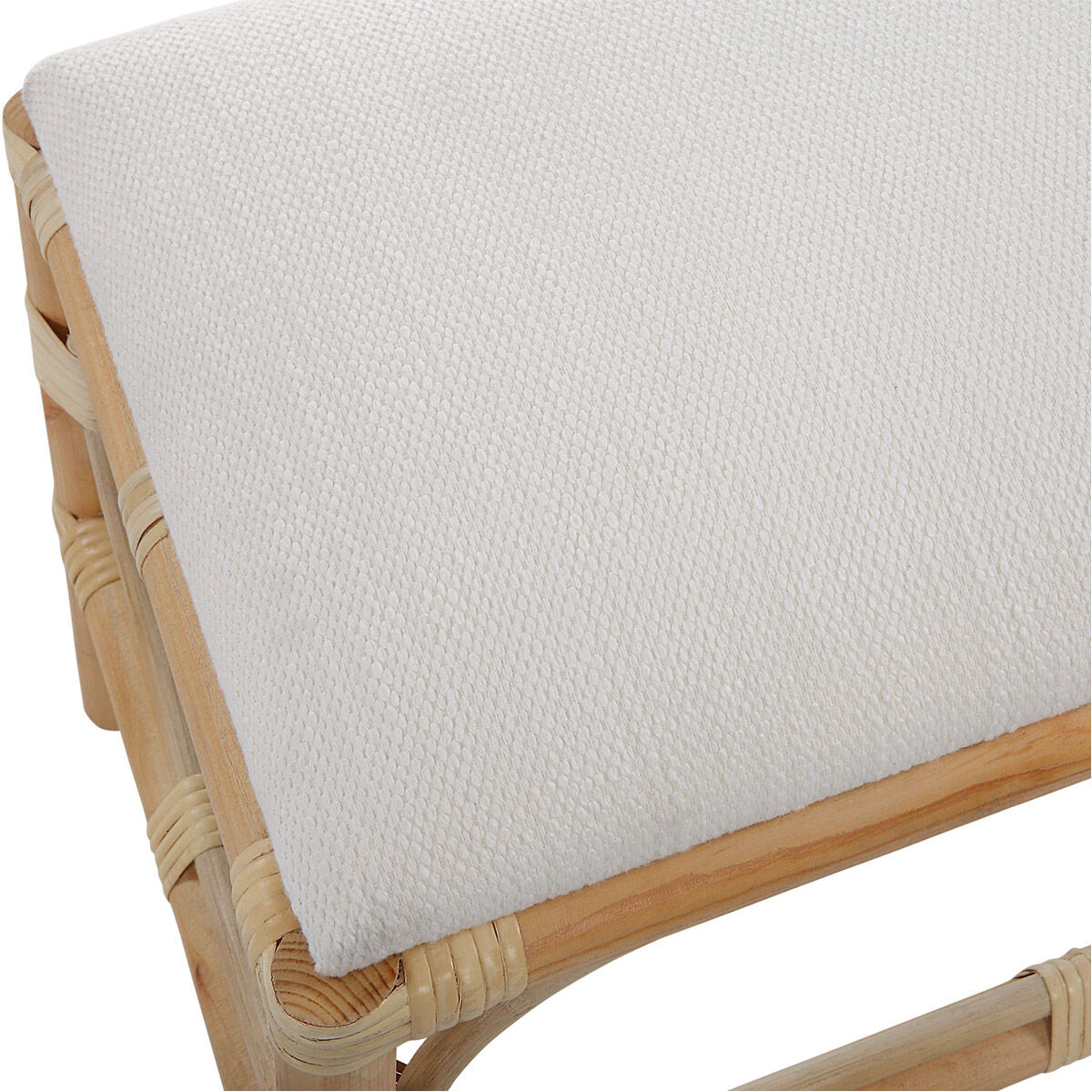 Laguna White and Naturally Finished Solid Wood Bench, Small