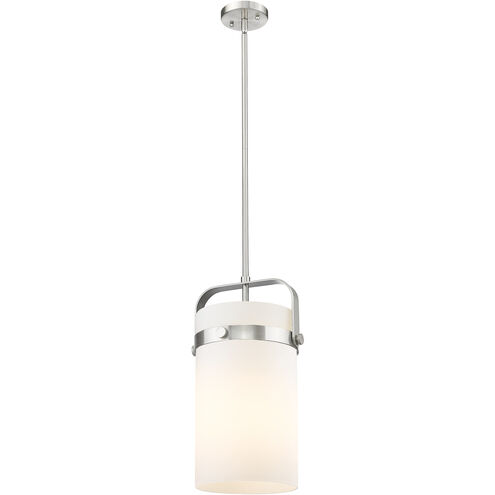 Pilaster 1 Light 9.38 inch Satin Nickel Pendant Ceiling Light in Matte White Glass