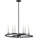 Monteray 6 Light 28 inch Black with Satin Nickel Chandelier Ceiling Light