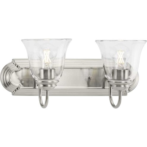 Clear Glass 2 Light 18 inch Brushed Nickel Vanity Light Wall Light