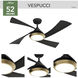 Vespucci 52 inch Matte Black Outdoor Ceiling Fan